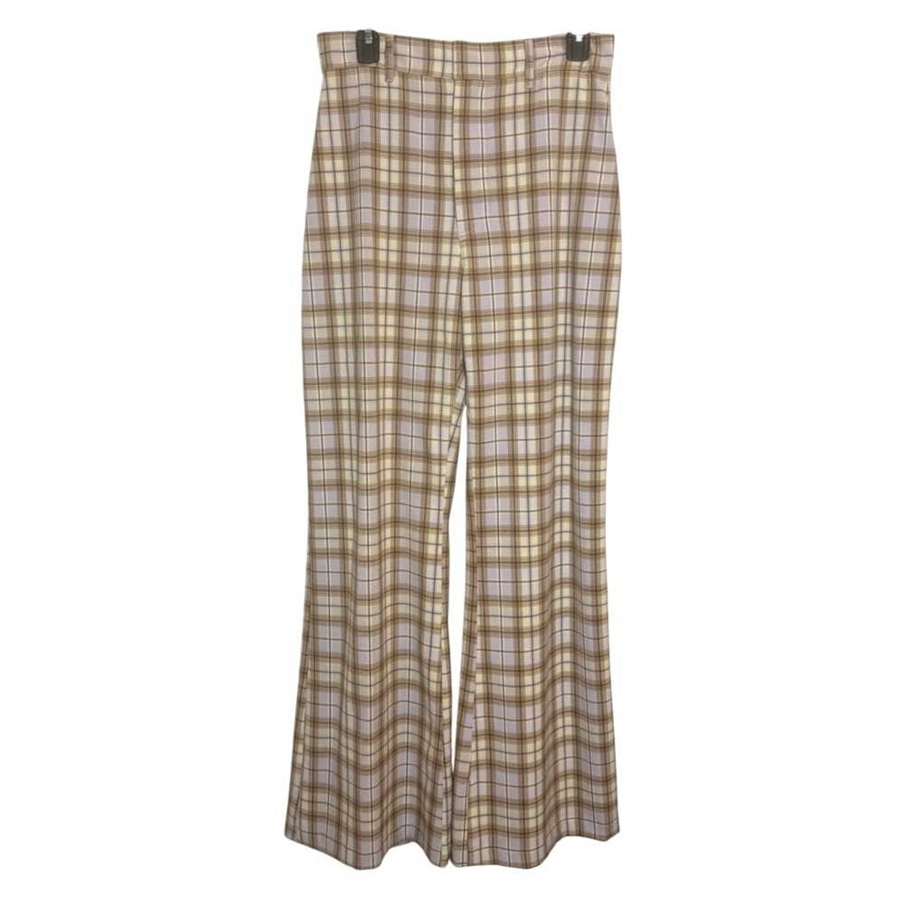 Anthropologie Women 8 Knit Pants Wide Leg Trousers Plaid‎ Skater Retro Y2K Baggy
